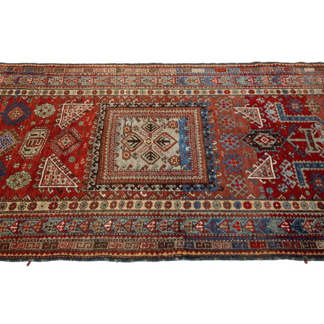 Red Vintage Caucasian Kazak Wool Rug With Geometric Pattern For Sale In New York - Image 6 of 8