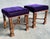 Late 19th Century Pair of English Aesthetic Movement Walnut X-Frame Stools With Turned Legs and Purple Velvet Upholstery, Late 19th Century For Sale - Image 5 of 7