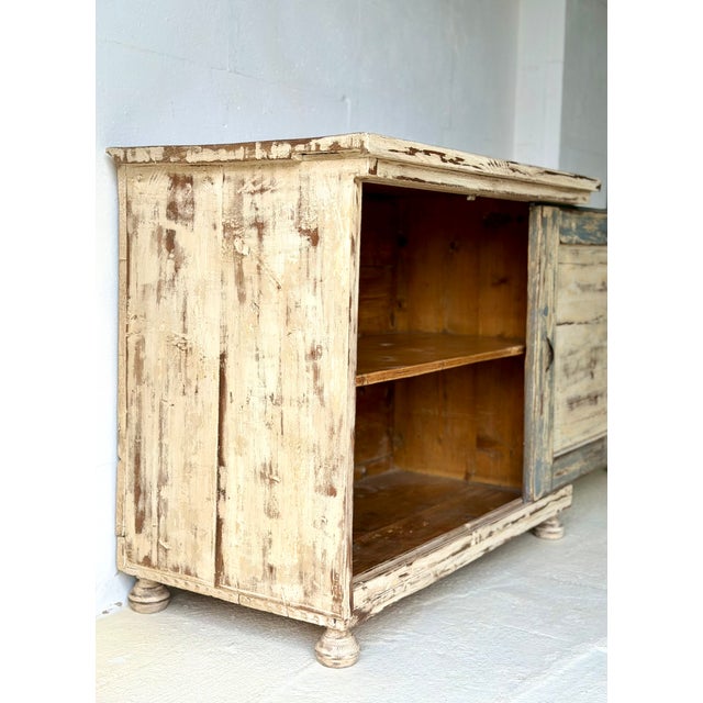Beige Rustic Distressed Wooden Cabinet with Storage Shelf, 1960s For Sale - Image 8 of 14