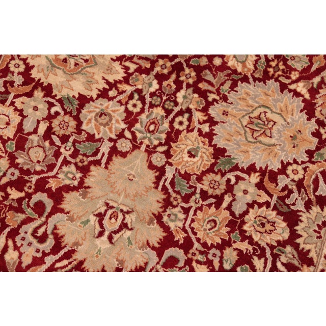 Shabby Chic 1990's Pak-Persian Red/Green Wool Rug - 6'2'' X 8'11'' For Sale In New York - Image 6 of 9