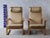 Oak sled lounge chairs Model 2254, designed by Børge Mogensen, Denmark, in 1956, and produced by Fredericia Stolefabrik....