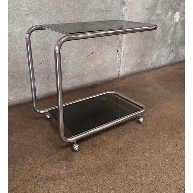 Vintage Italian Chrome Bar Cart For Sale - Image 4 of 10