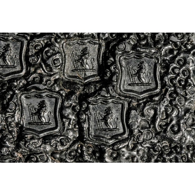 19th Century Fantastic Antique Victorian Gutta-Percha Calling Card Case With Heraldic Armorial Wax Seal Design Desk Home Decor For Sale - Image 5 of 15