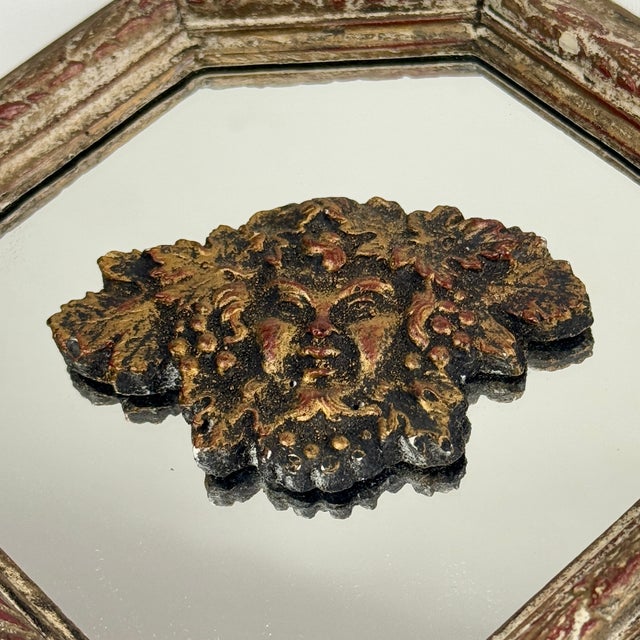 Set of 3 Vintage Small Italian Octagonal Shaped Mirrors With Themed Medallions in the Center For Sale - Image 4 of 12