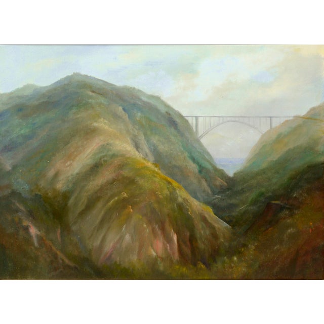 Trees at the Top of the Hill - California Coastal Landscape in oil on Artists Canvas Board Dramatic Big Sur Bixby Bridge...