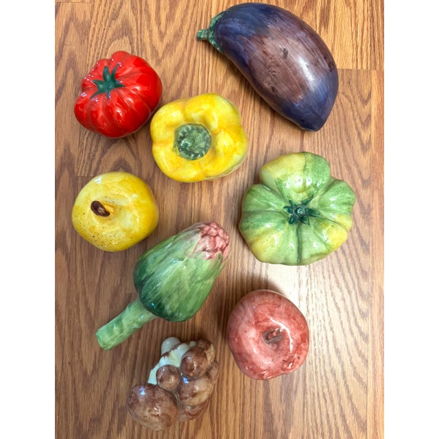 This set of various types of hand-painted fruit is created in the traditional Italian "Majolica style," known for its...