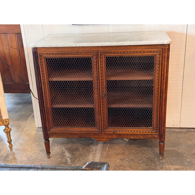 19th Century Italian Cabinet With Wire Doors and Marble Top For Sale - Image 4 of 12