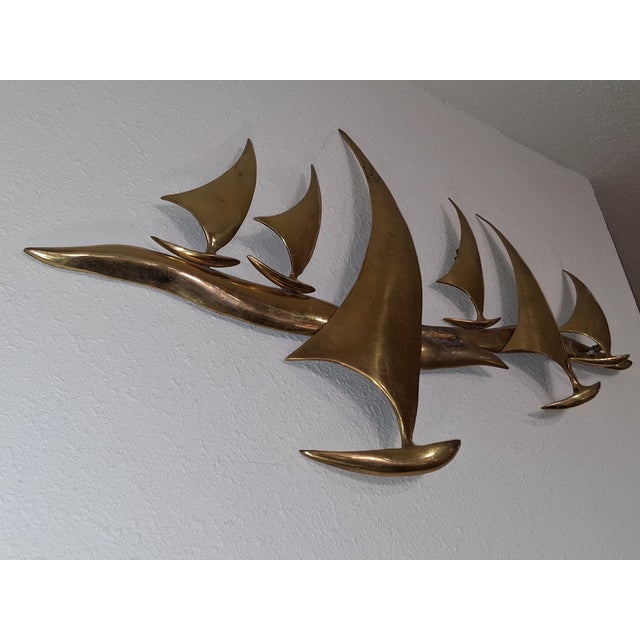 Mid-Century Brass Nautical Sailboat Wall Hanging Signed Bijan For Sale In Phoenix - Image 6 of 8