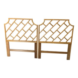1970s Rattan Pagoda Chippendale Twin Headboards - a Pair For Sale