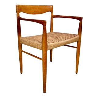 Danish Oakwood and Paper Cord Armchair by Henry W. Klein for Bramin, 1960s For Sale