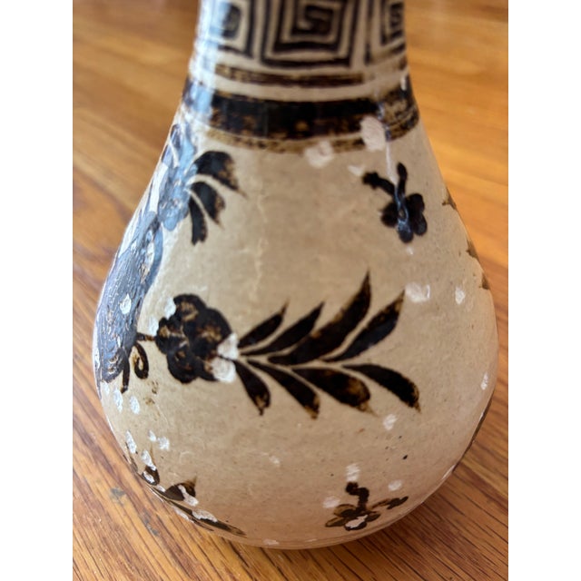 Ceramic Antique Chinese Cizhou Kiln Hand-Painted Bird Vase - 7" For Sale - Image 7 of 10