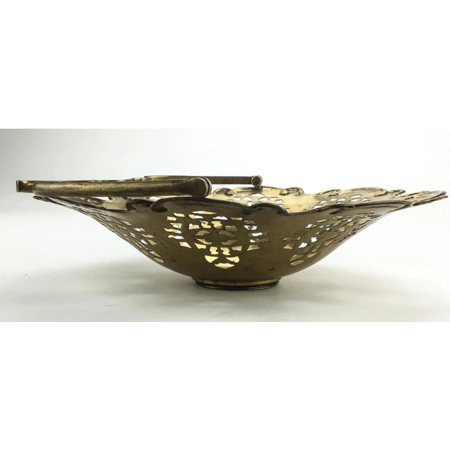 1940s Vintage Solid Brass French Fruit Basket For Sale - Image 5 of 12