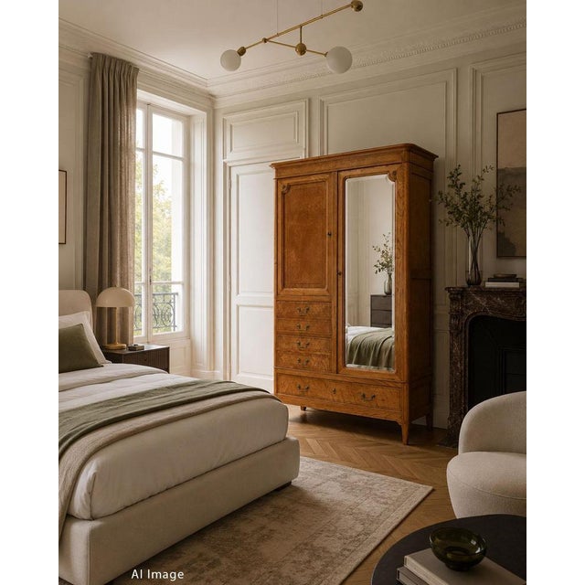 Art Nouveau French Dressing Armoire Beveled Mirror, 1920 For Sale - Image 17 of 18