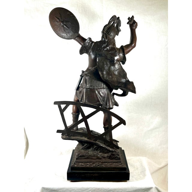 Bronze Early 20th Century Pair of Bronzed Finish Spelter Figures of Gallic Warriors For Sale - Image 8 of 18