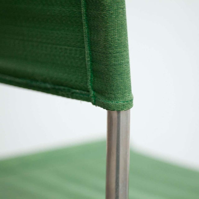 Green Mid-Century Modern Tubular Steel Chair with Green Fabric For Sale - Image 8 of 18