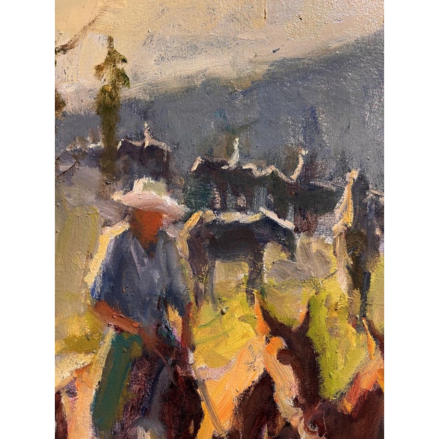 On the Mountain by Ken Valastro | Oil Painting of cowboys on horseback in a mountainous landscape For Sale - Image 4 of 4