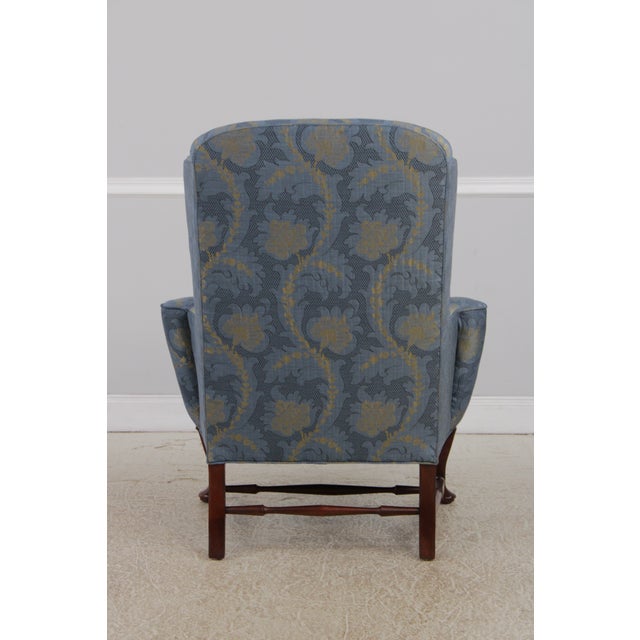 Wood Pair Colonial Williamsburg Style Queen Anne Mahogany Wing Chairs For Sale - Image 7 of 18