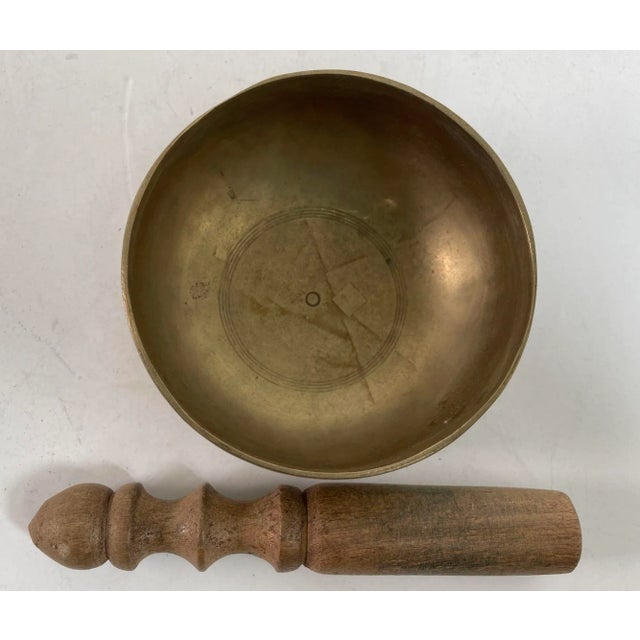 Asian Antique Vintage Asian Bronze Singing Hammered Bowl For Sale - Image 3 of 12