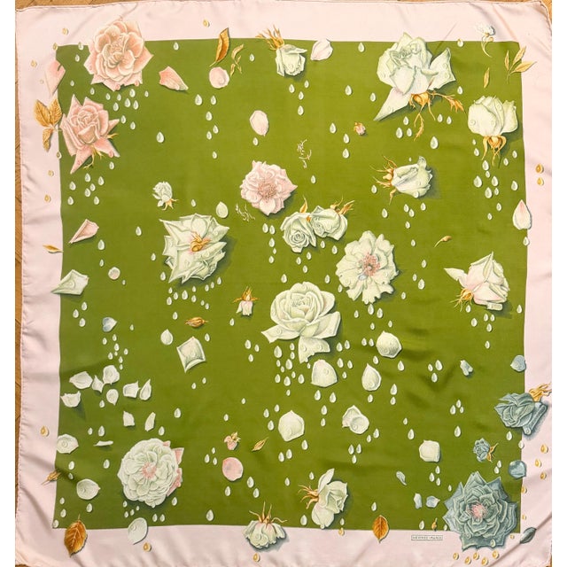 HERMÈS la ROSÉE Silk Scarf designed by Anne Gavarni 1960 For Sale - Image 11 of 13