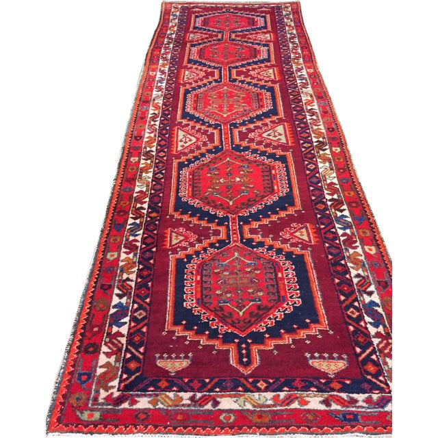 Traditional Vintage Red Hand Woven Runner 3'8 X 11'4 For Sale - Image 3 of 5