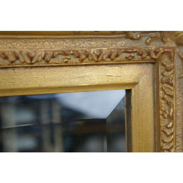 Vintage French Baroque Rococo Scalloped Gilt Beveled Wall Vanity Mirror 24" For Sale - Image 9 of 10