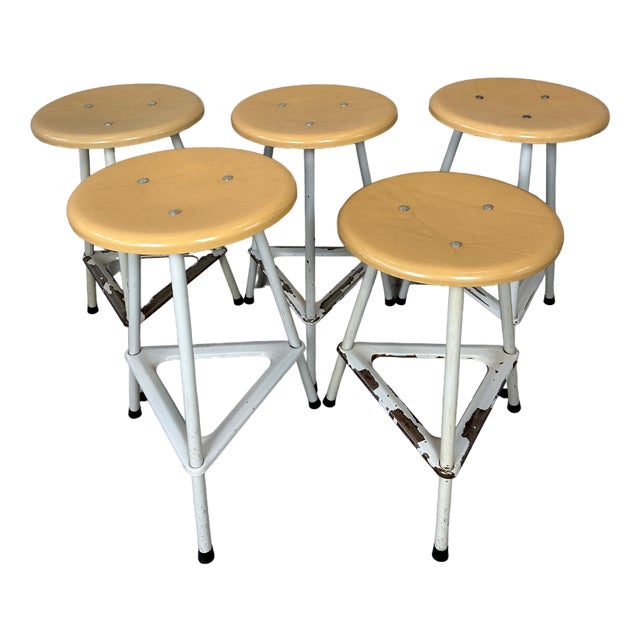 Industrial Stools, Set of 5 For Sale