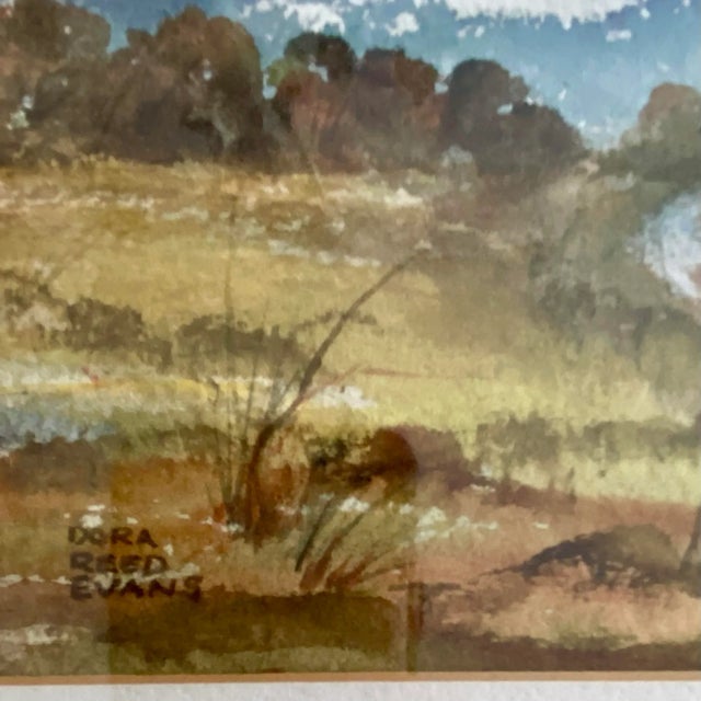 1970s American Watercolor Rural Pastoral Landscape Signed Dora Reed Evans For Sale - Image 4 of 9