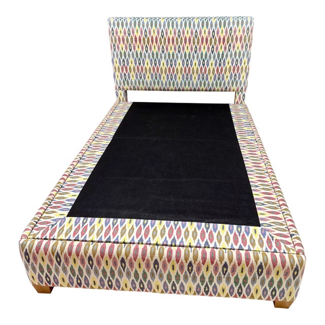 Full Size Custom Quatrain Bed Covered in Schumacher Fabric For Sale
