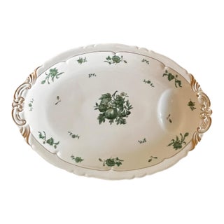 14 X 9 Vintage Set of 2 Haviland Serving Platters Limoges Chevalier Traditional Green France Floral Farmhouse French Country English Cottage For Sale
