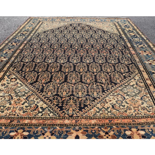 Antique Persian Sarouk Faraghan Rug With Midnight Field Design For Sale In Atlanta - Image 6 of 12