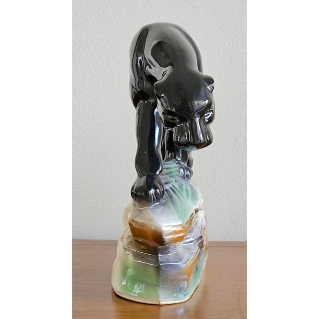 Ceramic Vintage 1959 Lane & Co. Black Panther Tv Lamp Sculpture – Mid Century Modern Art Deco Safari Decor For Sale - Image 7 of 12