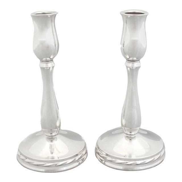 1950s Sterling Silver Candlesticks - A Pair For Sale