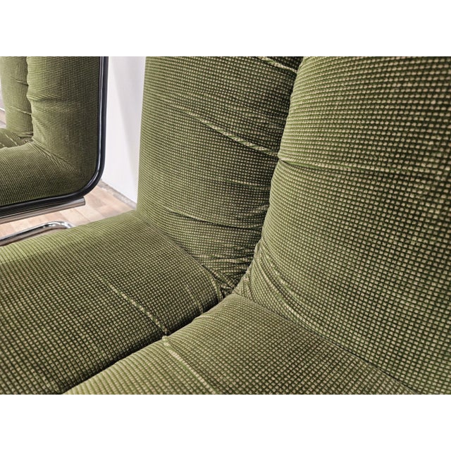 Vintage Chairs in Chromed Metal and Green Fabric by Cazzaro, Design d'autore, 1970, Set of 2 For Sale - Image 11 of 18