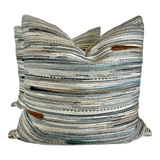 Kincaid "Candy Dandy" in Blue Smoke 22" Pillows-A Pair For Sale