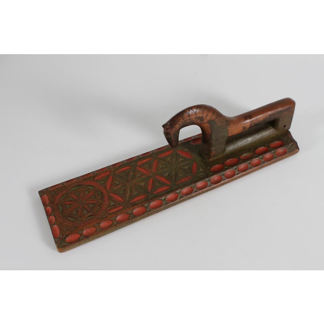Brown Antique Danish Wooden Mangle Board with Horse, 1750-1800 For Sale - Image 8 of 18