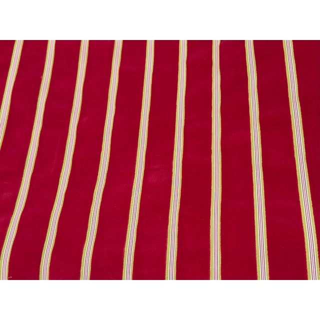 11 Yards of Zimmerman & Rohde Raspberry Cut Velvet & Chartreuse Stripe Fabric For Sale - Image 4 of 8