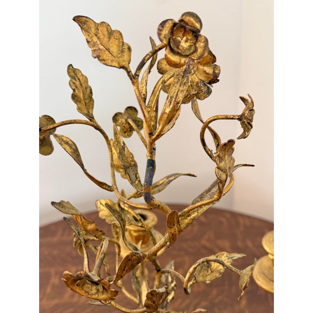Mid 20th Century Italian Rococo Gold Gilt 5 Arm Candelabra For Sale - Image 5 of 12