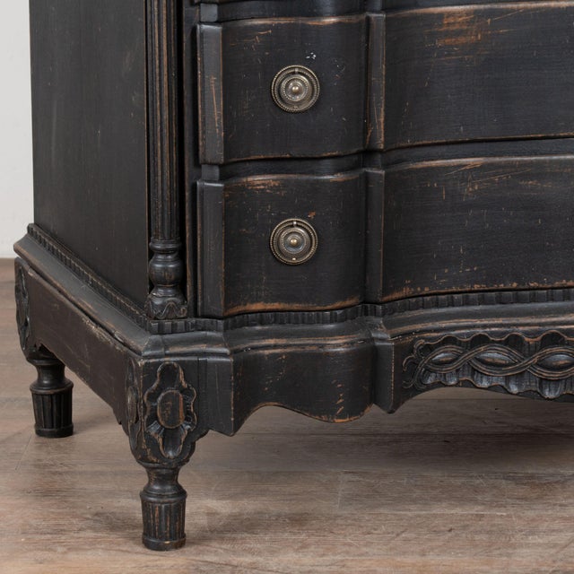 Rococo Late 18th Century Black Rococo Oak Chest of Five Drawers, Denmark For Sale - Image 3 of 13