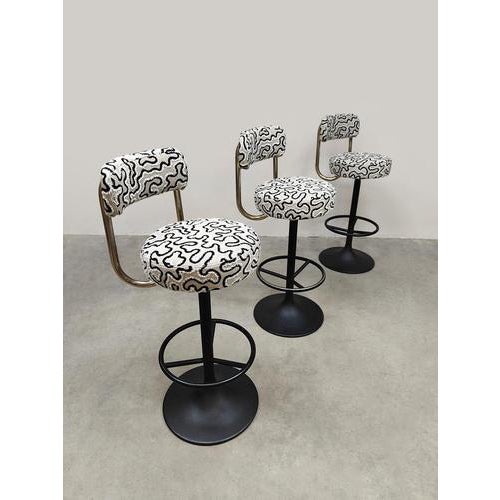 Designed by Borje Johanson. Produced by Johanson Design. Made in the 1960s. These unique vintage bar stools have been...