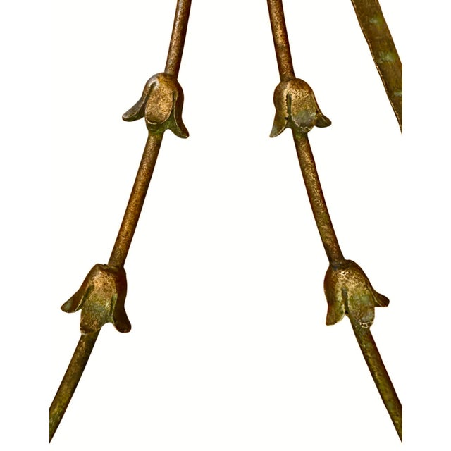 Vintage Large Gilt Tole French Neoclassical Bow & Ribbon Bellflower Swag Double Candle Sconce / Holder For Sale In Dallas - Image 6 of 7
