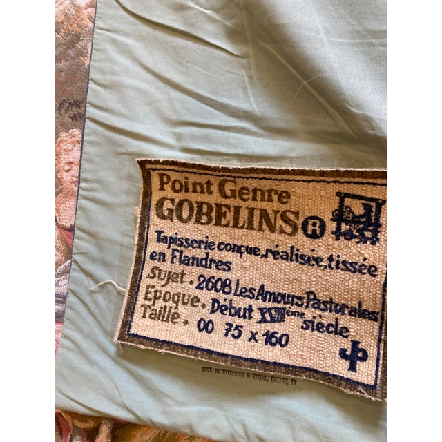 Mid 20th Century French Gobelins Pastoral Tapestry Wall Hanging With Solid Wood Hardware For Sale - Image 15 of 16