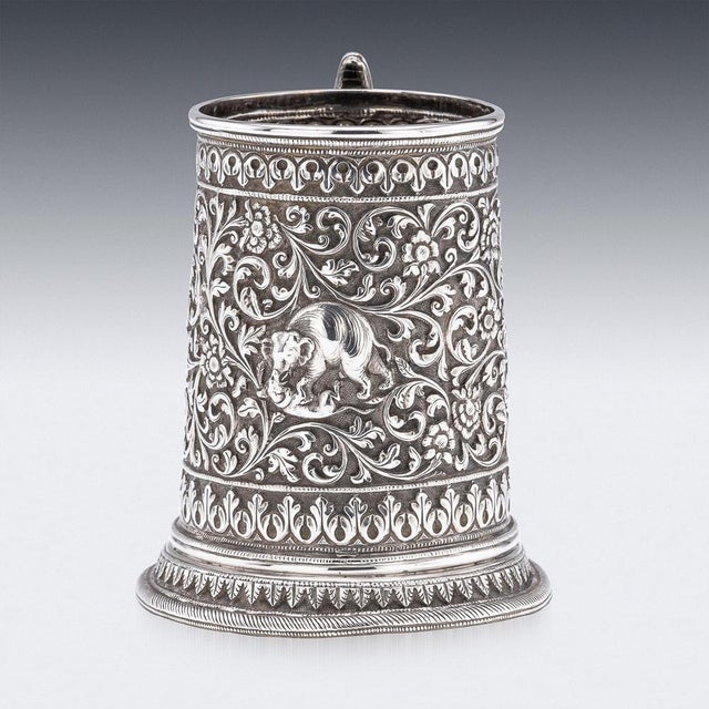 Antique Indian Kutch Silver Mug by Oomersi Mawji for Bhuj, 1890s For Sale - Image 10 of 13