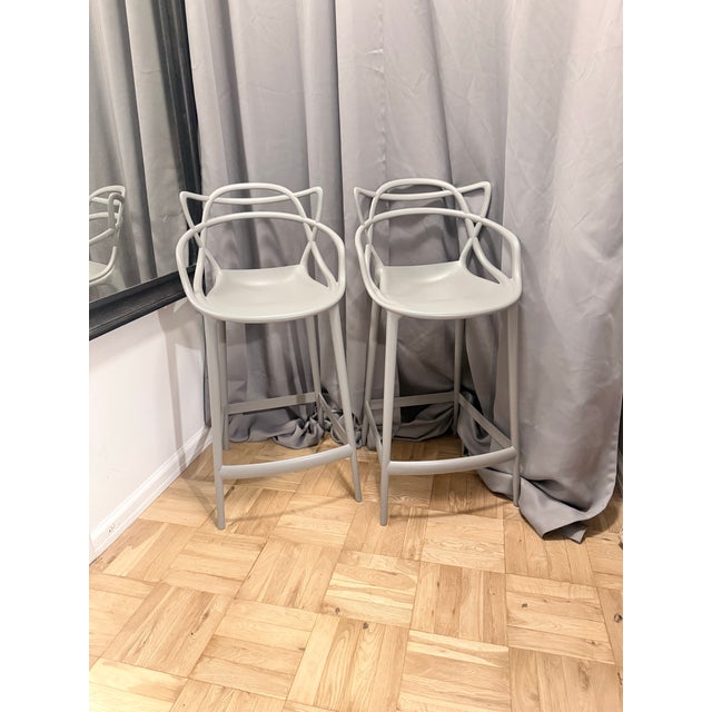 Kartell Philippe Starck Bar Stools (Grey) Set of 2 For Sale In New York - Image 6 of 6