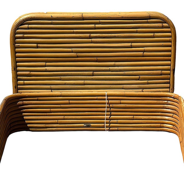 1940s Restored Paul Frankl Style Stacked Rattan Bed Single Size Bed Frame by Kane Kraft For Sale - Image 5 of 7