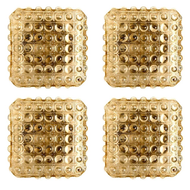 Square Shaped Bubble Glass Wall Lights by Glashütte for Limburg, 1970s, Set of 2 For Sale - Image 11 of 11