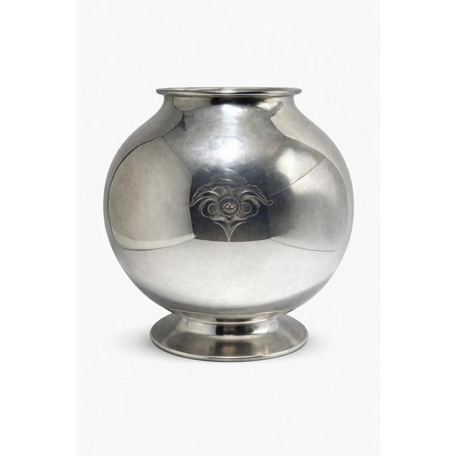 Swedish Art Deco Nickel Silver Vase with Glass Insert attributed to GAB, 1940s For Sale - Image 4 of 8