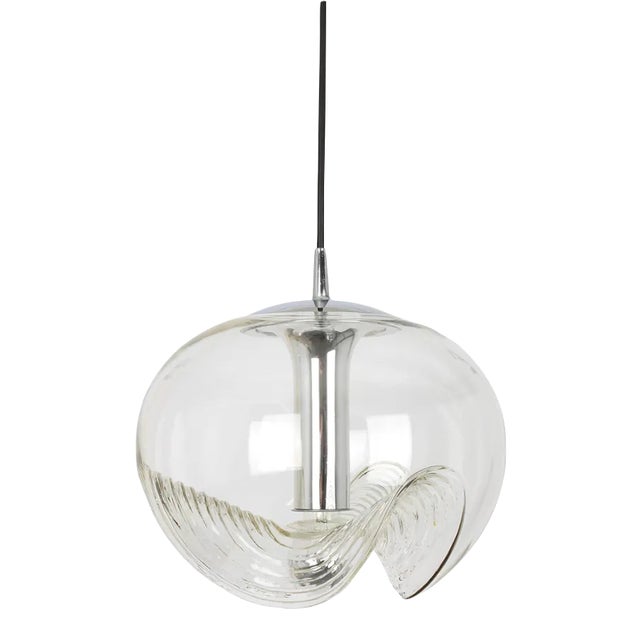 Large Clear Glass Pendant Light by Koch & Lowy for Peill & Putzler, Germany, 1970s For Sale
