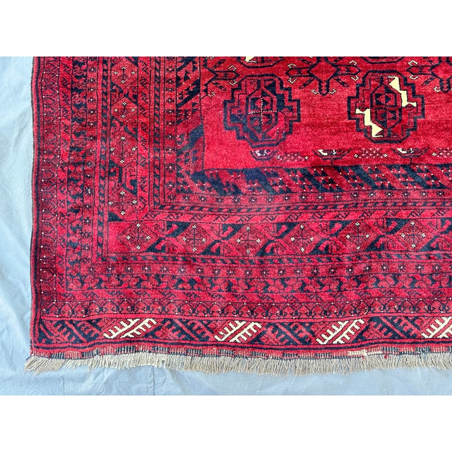 Red Red Tekke Bokhara Hand-Knotted Wool Rug - 6'10" X 9'8" For Sale - Image 8 of 12