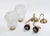 1950s French Rococo Brass Chain Pendant Lights, Acid-Etched Pressed Crystal Shades - A Pair For Sale - Image 11 of 12