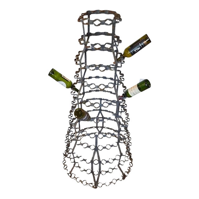 Monumental French Vineyard Industrial Metal Wine Bottle Drying Rack Tree For Sale